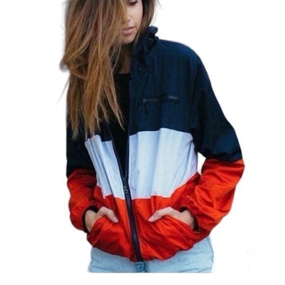 Brandy Melville Krissy windbreaker jacket | red/white/blue |  ONE SIZE - Picture 1 of 8